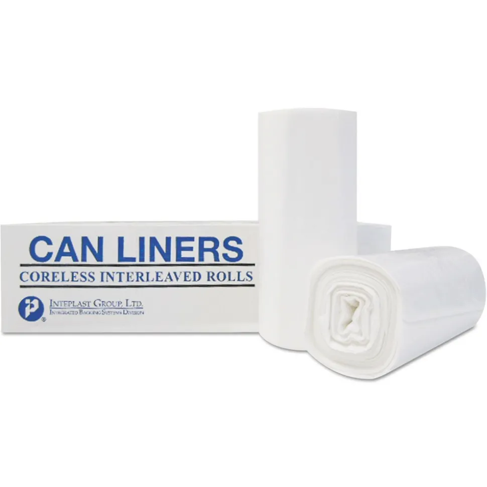 Inteplast Group WSL3858XHW-2 Low-Density 60 Gallon 0.7 mil 38 in. x 58 in. Commercial Can Liners - White (100/Carton)