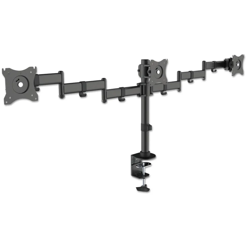 Kantek Articulating Triple Monitor 360-Degree Rotation 45-Degree Tilt 180-Degree Pan 18 lbs. Capacity Arms for 13 in. to 27 in. Monitors - Black