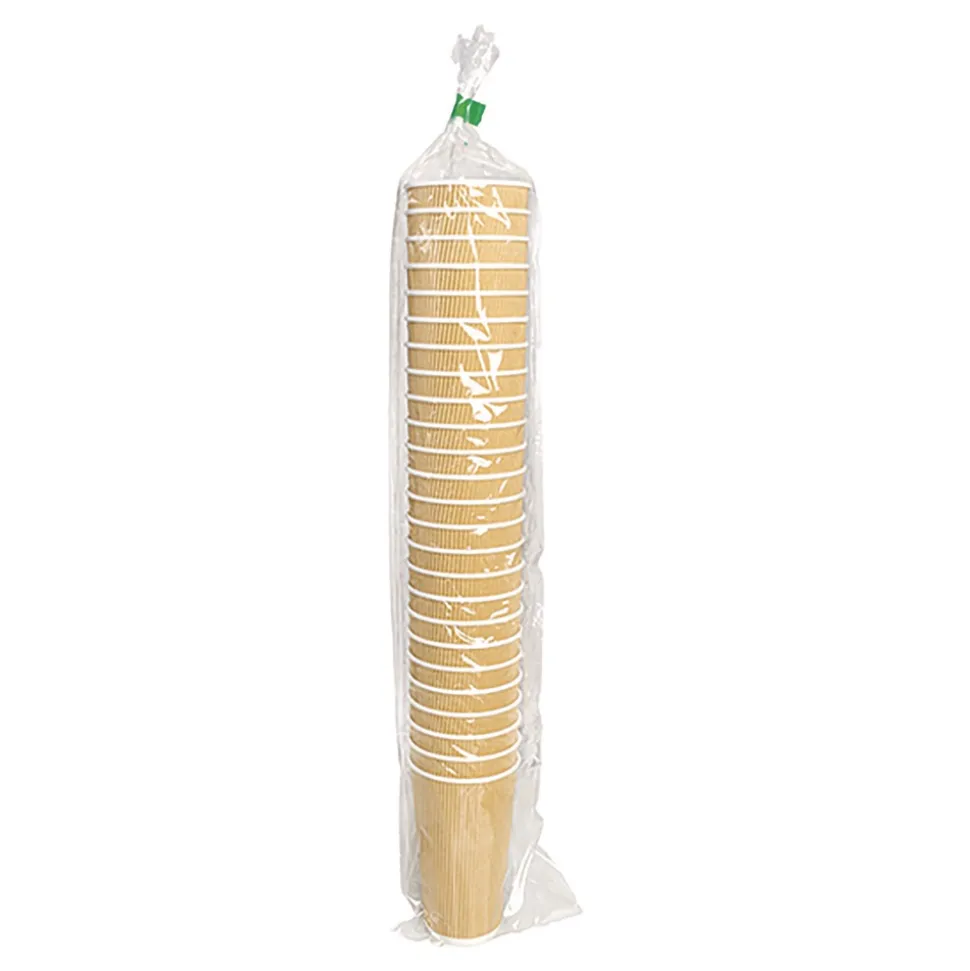Karat 20 oz Ripple Hot Cups - Kraft/White (500/Carton)