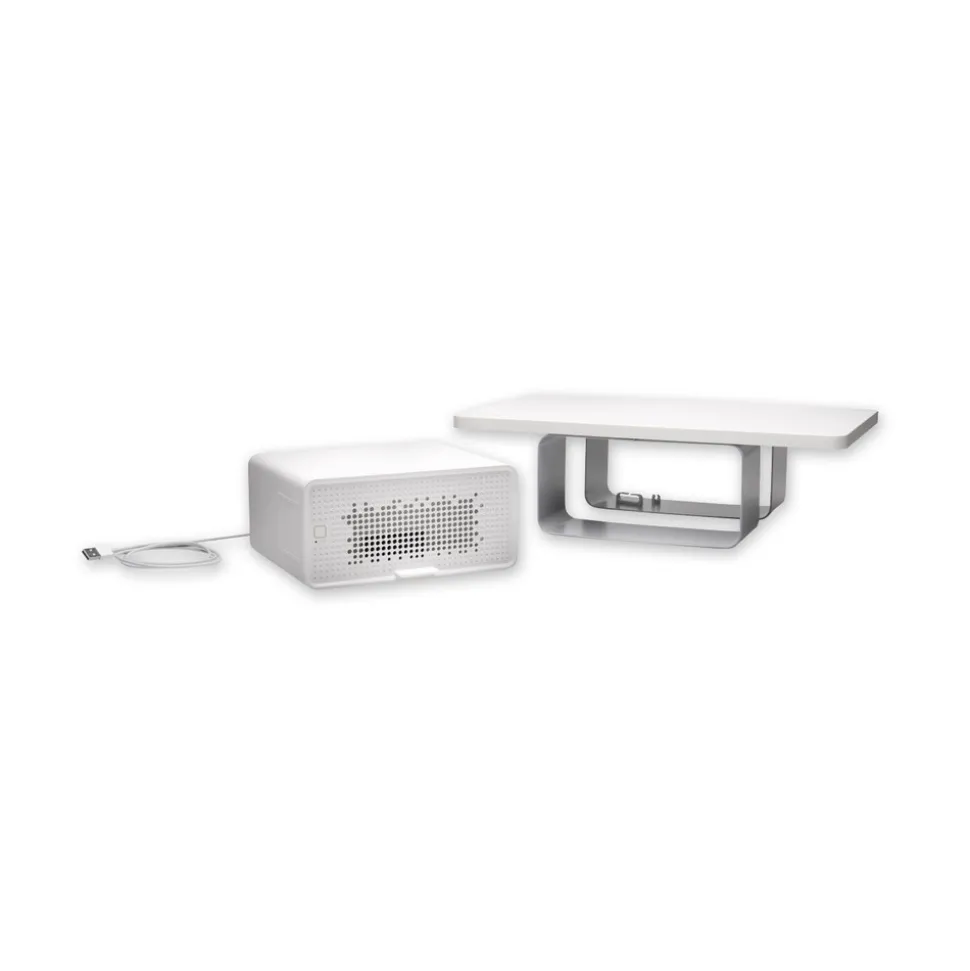 Kensington FreshView Wellness 22.5 in. x 11.5 in. x 5.4 in. Supports 200 lbs. Monitor Stand with Air Purifier, For 27-in Monitors - White