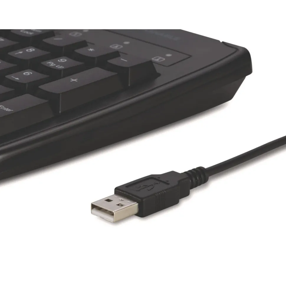 Kensington K64407US Pro Fit USB Washable Keyboard, 104 Keys - Black