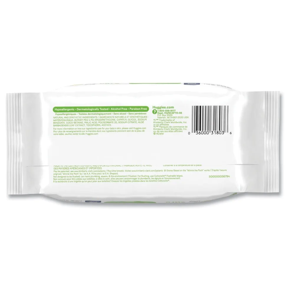 Kimberly-Clark Natural Care 3.88 in. x 6.6 in. 1-Ply Sensitive Baby Wipes - Unscented White (8/Carton)