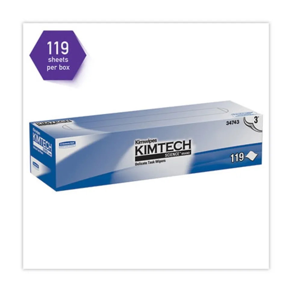 Kimtech Kimwipes 11.8 in. x 11.8 in. 3-Ply Delicate Task Wipers - Unscented, White (1785/Carton)