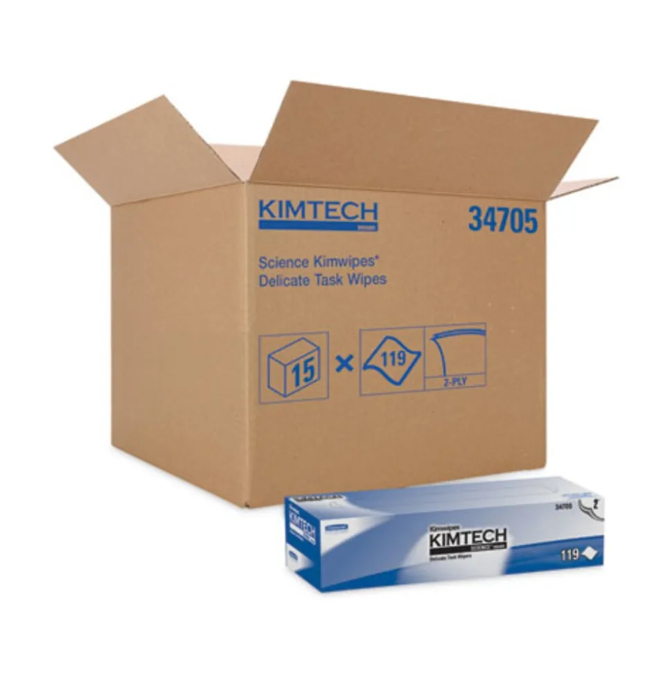 Kimtech Kimwipes 11.8 in. x 11.8 in. 2-Ply Delicate Task Wipers - Unscented, White (1785/Carton)