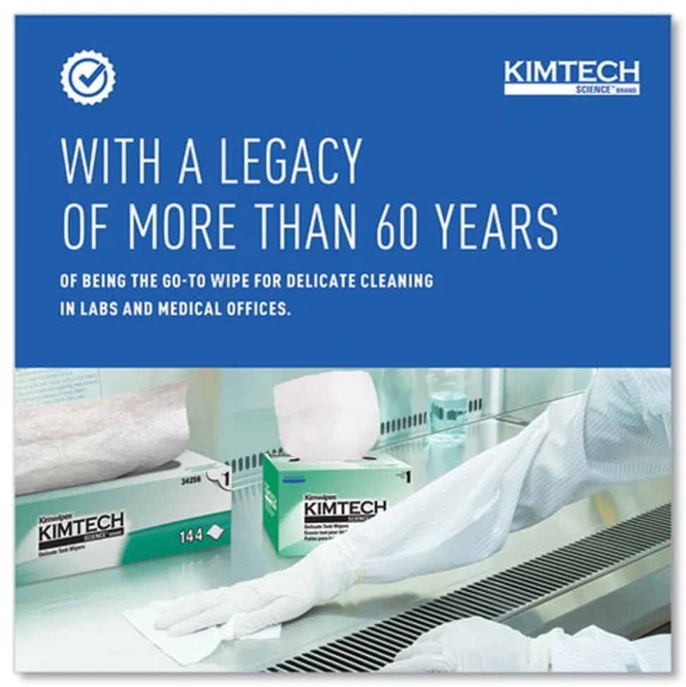 Kimtech 1-Ply 4.4 in. x 8.4 in. Kimwipes Delicate Task Wipers - Unscented, White (16800/Carton)