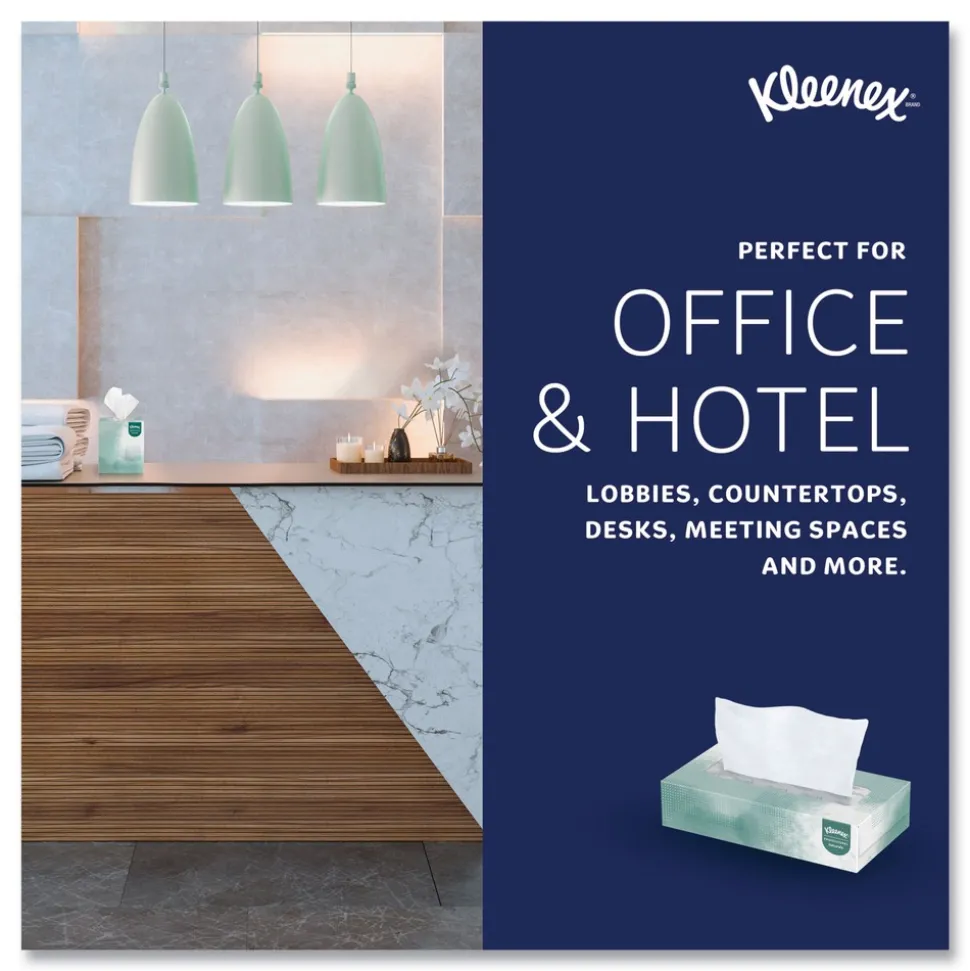 Kleenex Naturals 2-Ply Flat Box 8.3 in. x 7.8 in. Facial Tissues - White (48 Boxes/Carton, 125 Sheets/Box)