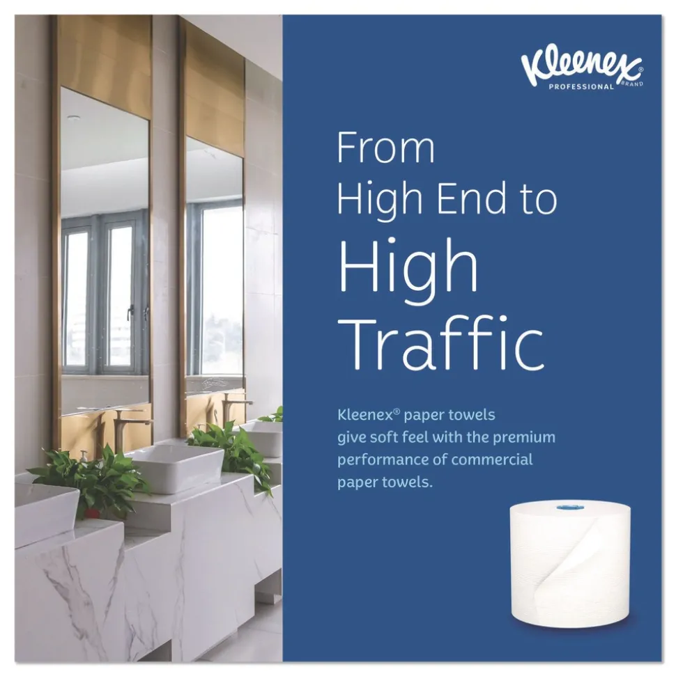 Kleenex 1-Ply 7.5 in. x 700 ft. Hard Roll Paper Towels with Premium Absorbency Pockets - White with Blue Core (6/Carton)