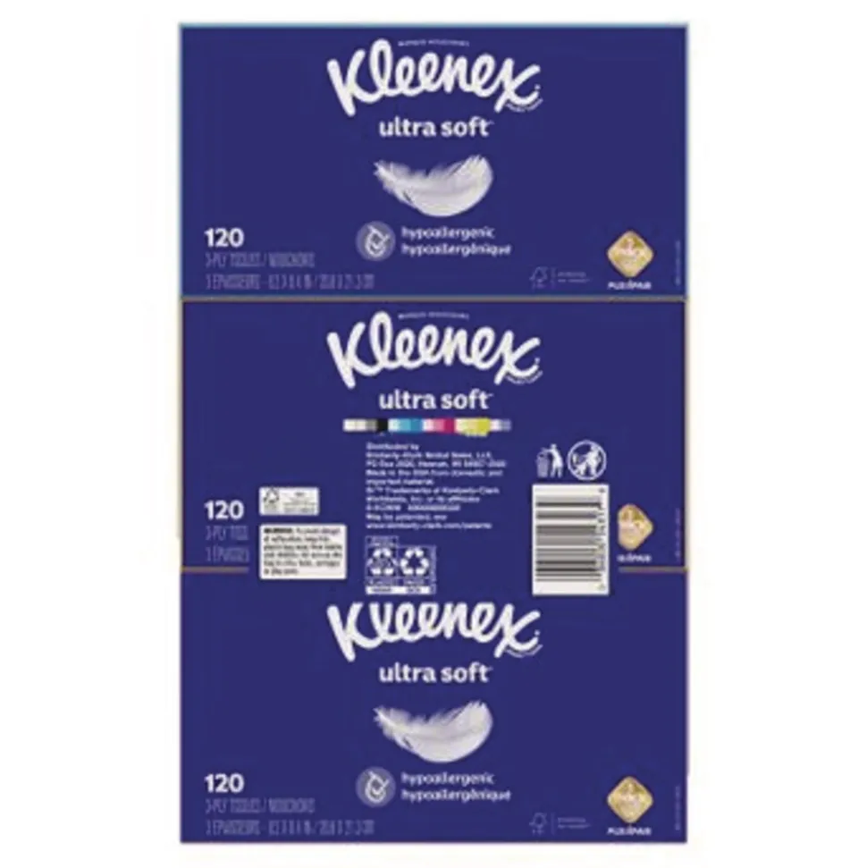 Kleenex 3-Ply Ultra Soft Facial Tissue - White (4 Packs/Carton)