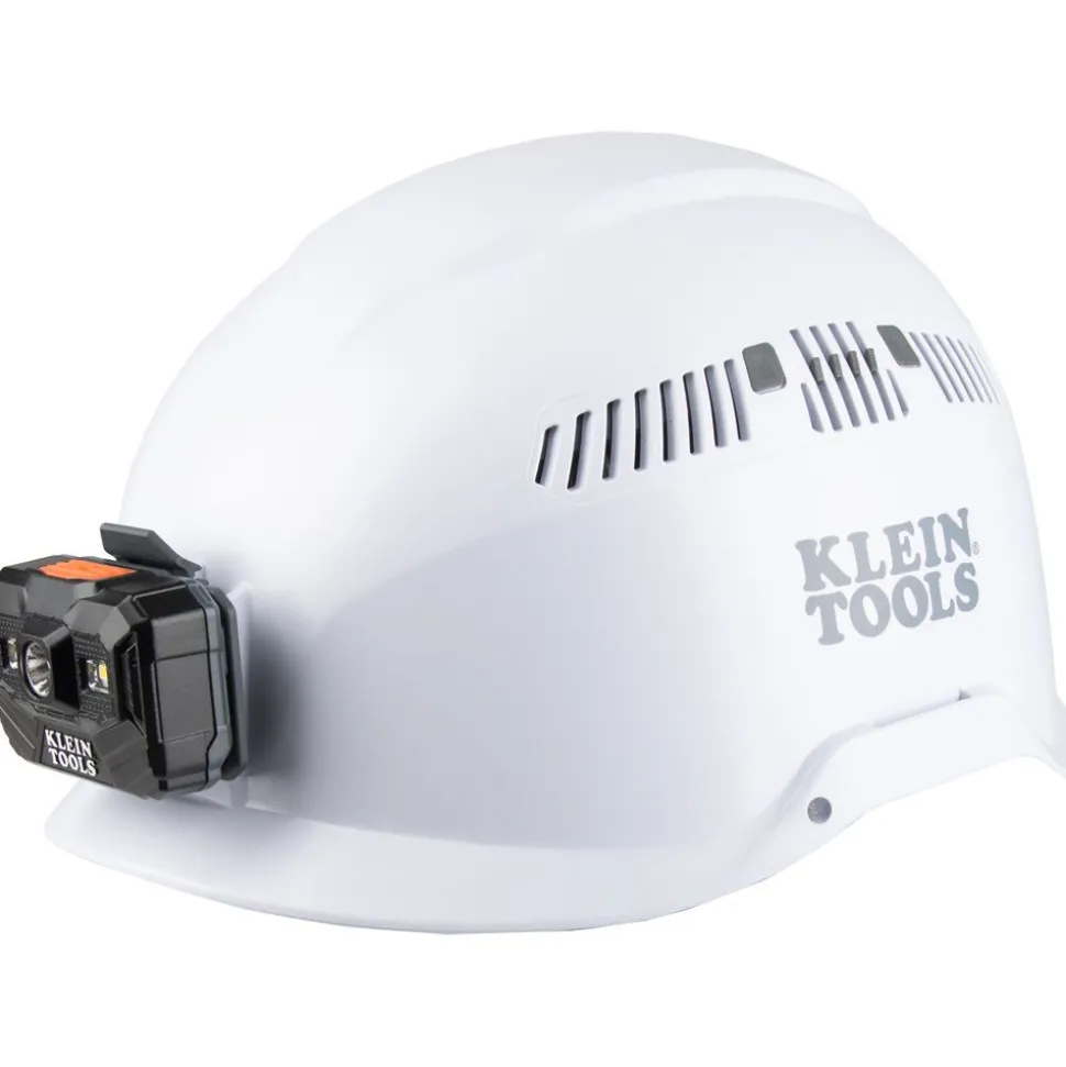 Klein Tools Vented-Class C Safety Helmet with Rechargeable Headlamp - White