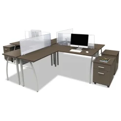 Linea Italia 16.5 in. x 19.75 in. x 23.63 in. Left or Right 2-Drawer Box/File Legal/Letter Trento Line Mobile Pedestal File - Mocha