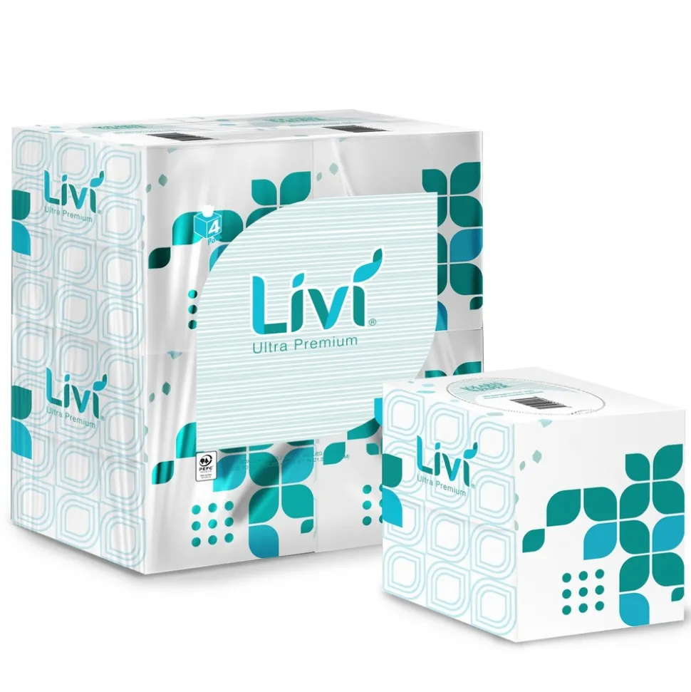 Livi Ultra Premium 2-Ply Cube Box Facial Tissue - White (6 Packs/Carton)