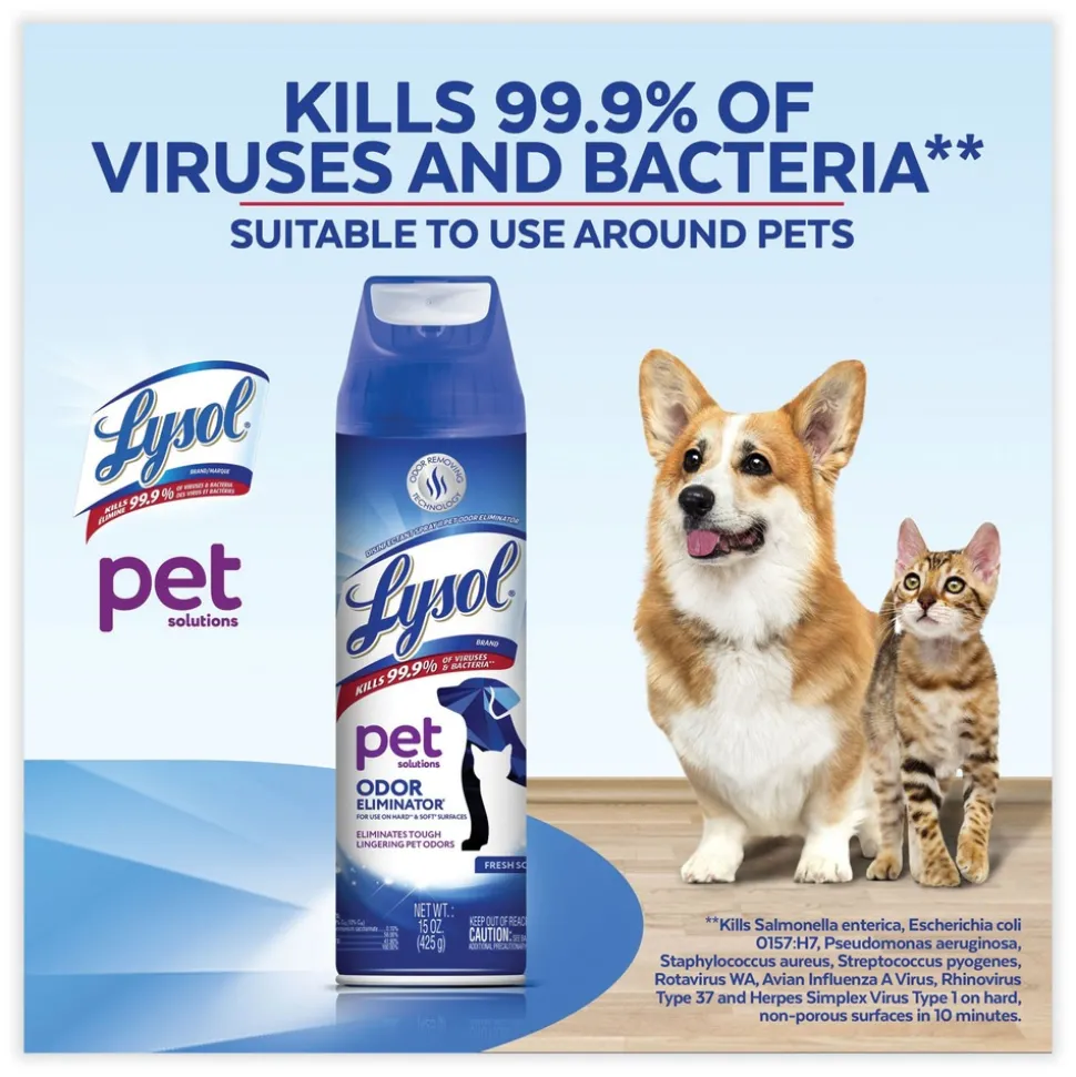 LYSOL Brand 15 oz. Aerosol Disinfectant Spray II Pet Odor Eliminator - Fresh (12/Carton)