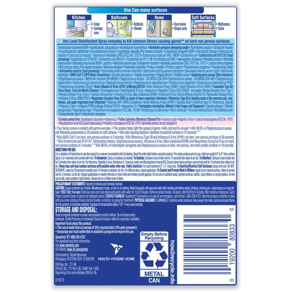 LYSOL Brand 12.5 oz. Aerosol Spray Disinfectant Spray - Early Morning Breeze (12/Carton)
