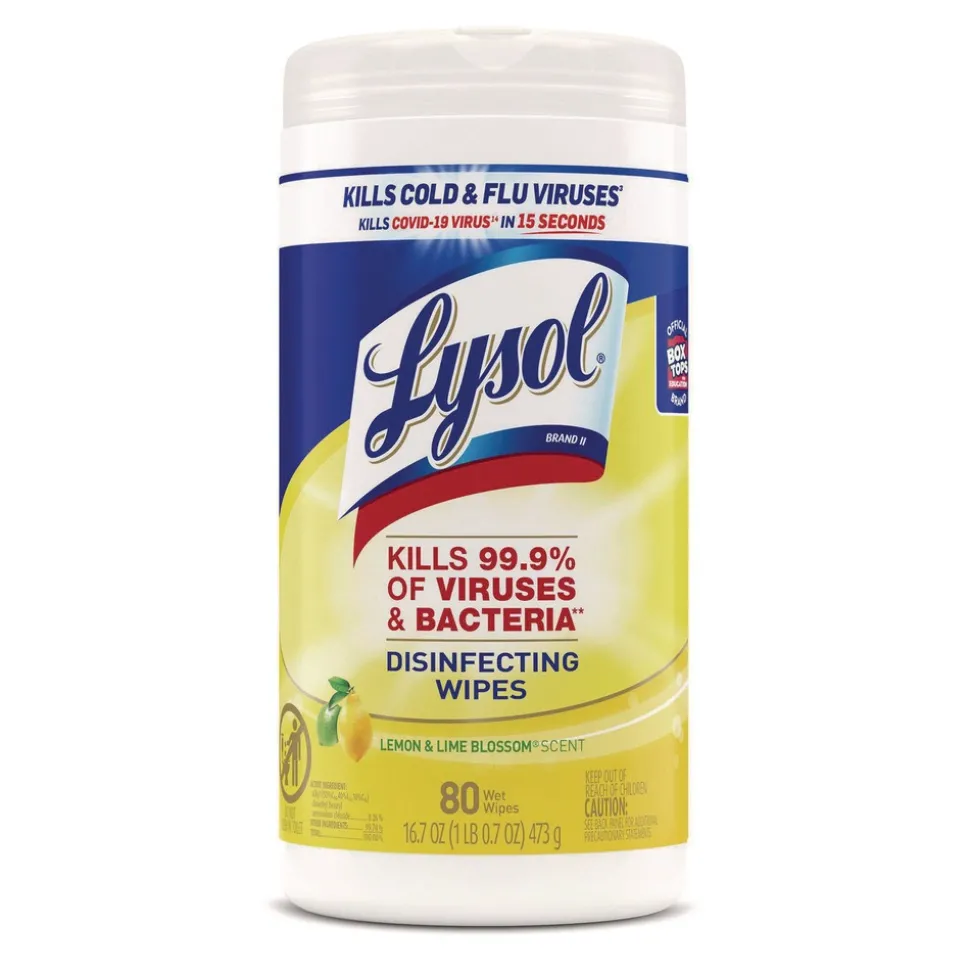 LYSOL Brand 1 Ply 7 in. x 7.25 in. Lemon and Lime Blossom Disinfecting Wipes - White (6/Carton)