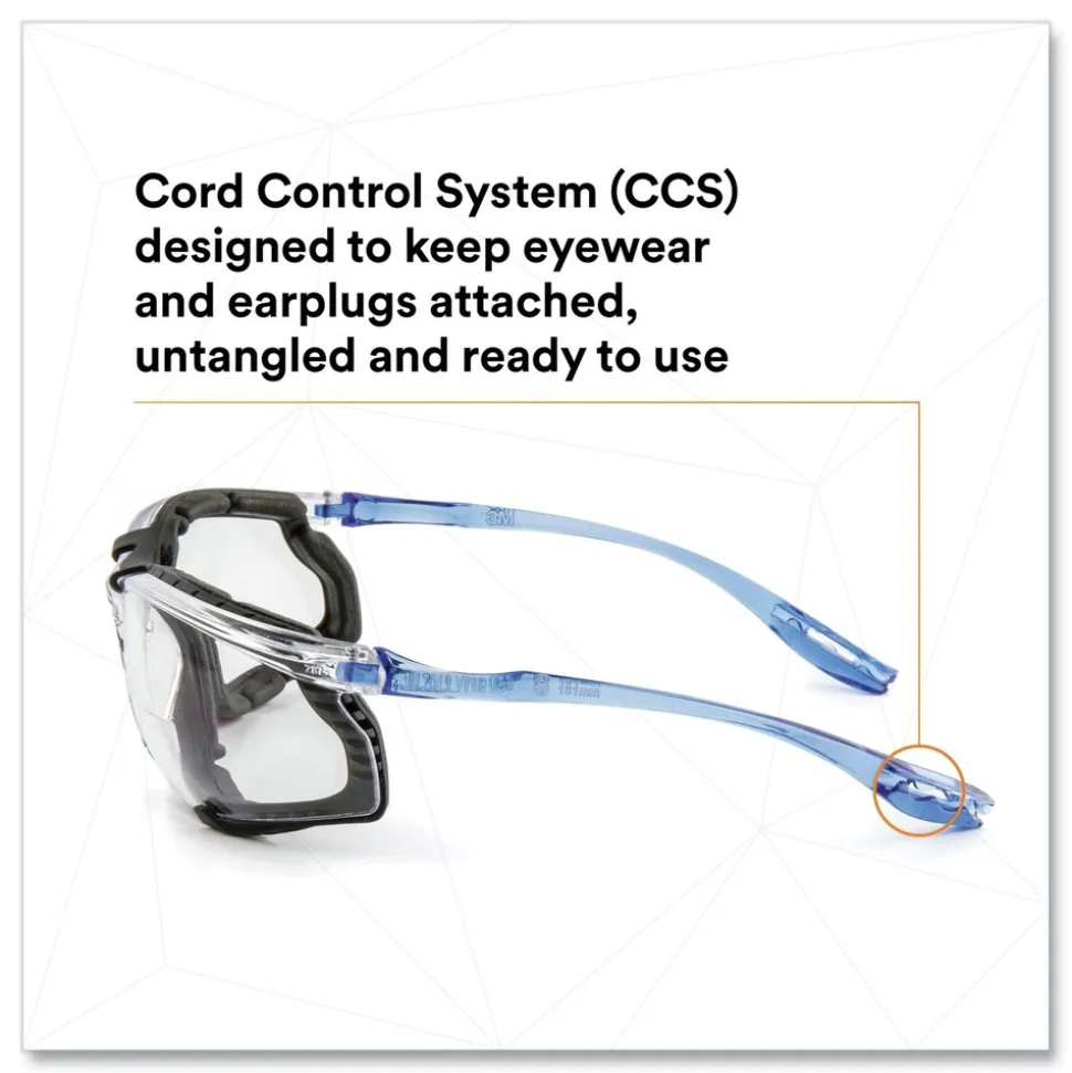 3M CCS plus1.5 Diopter Strength Protective Eyewear with Foam Gasket - Blue Plastic Frame, Clear Polycarbonate Lens