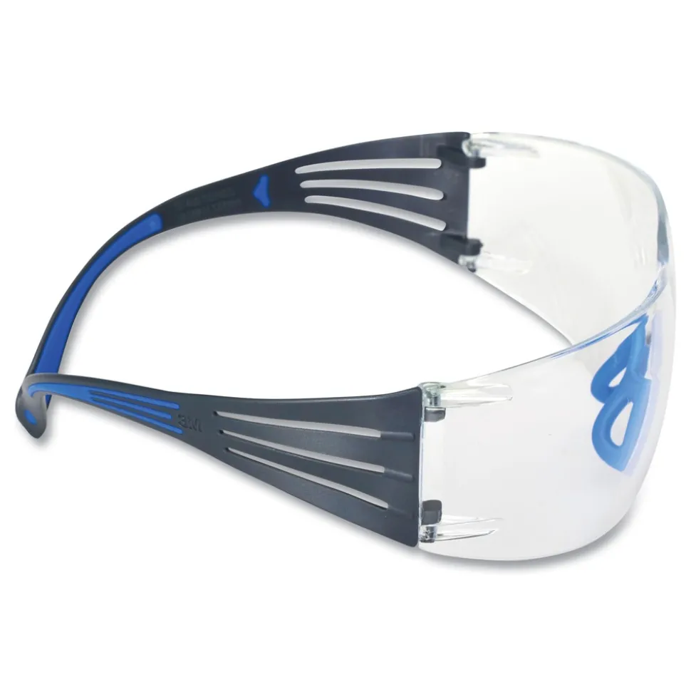 3M SecureFit 400 Series Plastic Frame Polycarbonate Lens Protective Eyewear - Black/Blue Frame/Clear Lens