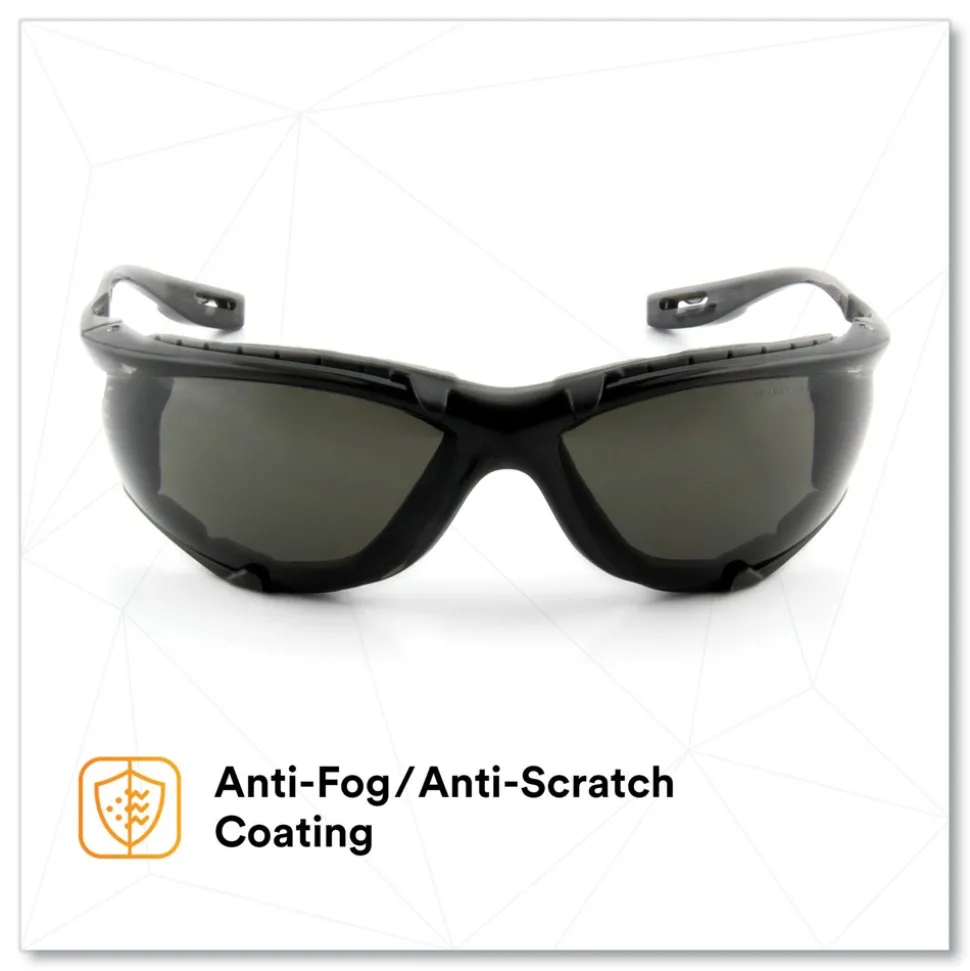 3M Virtua CCS Protective Eyewear with Foam Gasket - Black/Gray Plastic Frame Gray Polycarbonate Lens