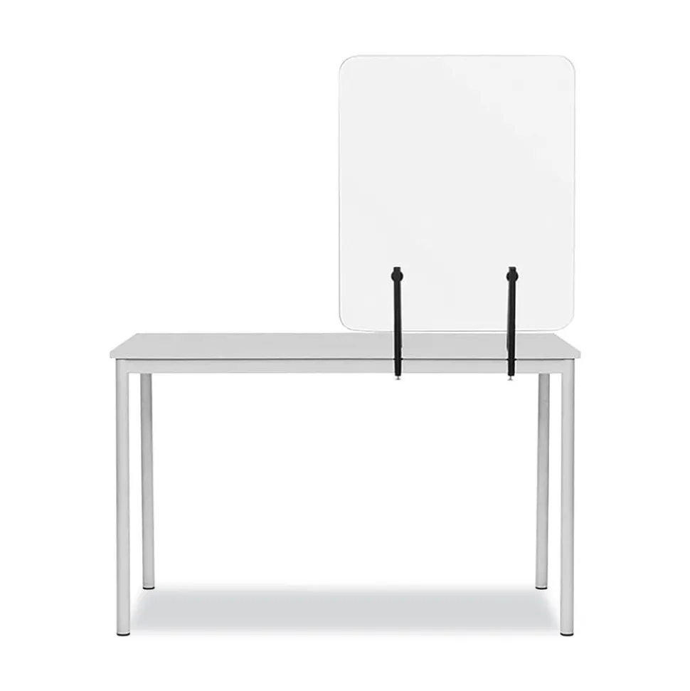 MasterVision GL0801393 Protector Series 47.2 in. x 0.16 in. x 35.4 in. Frameless Glass Desktop Divider - Clear/Aluminum (1/Carton)