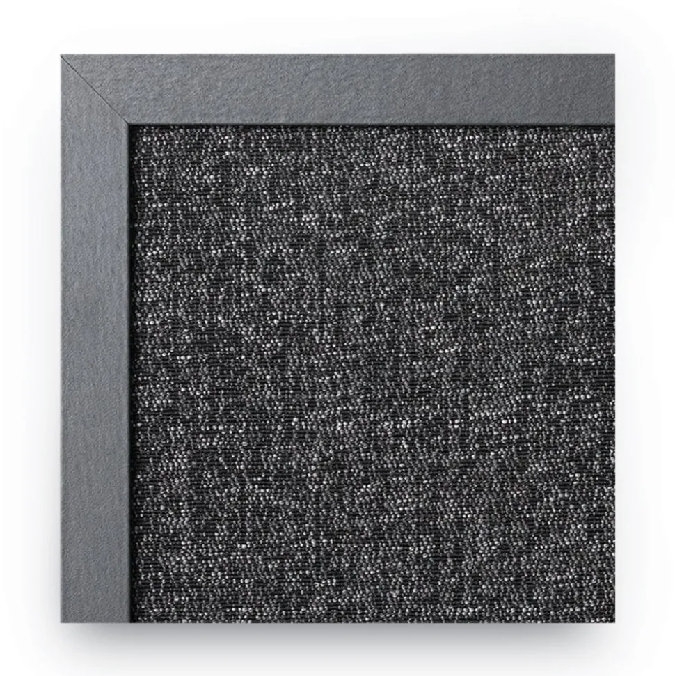 MasterVision 24 in. x 18 in. Designer Combo MDF Wood Frame Fabric Bulletin/Dry Erase Board - Charcoal/Gray/Black