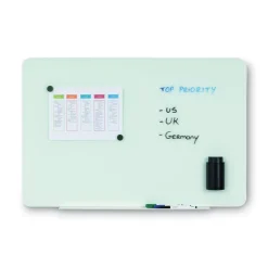 MasterVision 36 in. x 24 in. Magnetic Glass Dry Erase Board - Opaque White