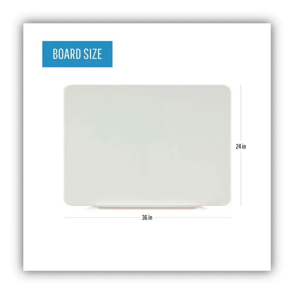 MasterVision 36 in. x 24 in. Magnetic Glass Dry Erase Board - Opaque White