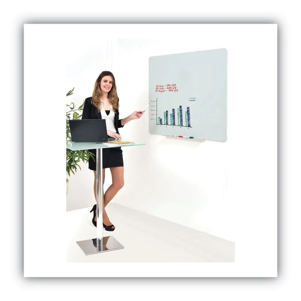 MasterVision 36 in. x 24 in. Magnetic Glass Dry Erase Board - Opaque White