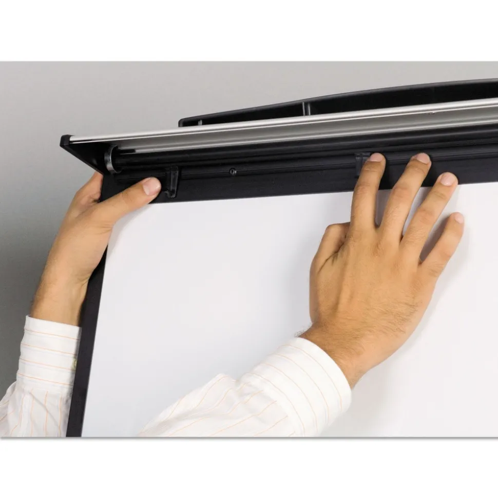 MasterVision 29 in. x 41 in. Platinum Mobile Easel - White Surface/Black Plastic Frame
