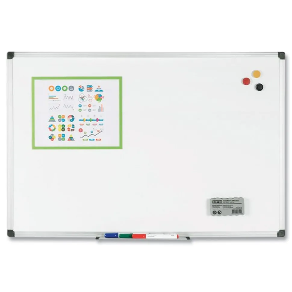 MasterVision 36 in. x 48 in. Porcelain Value Dry Erase Board - White Surface/Satin Aluminum Frame