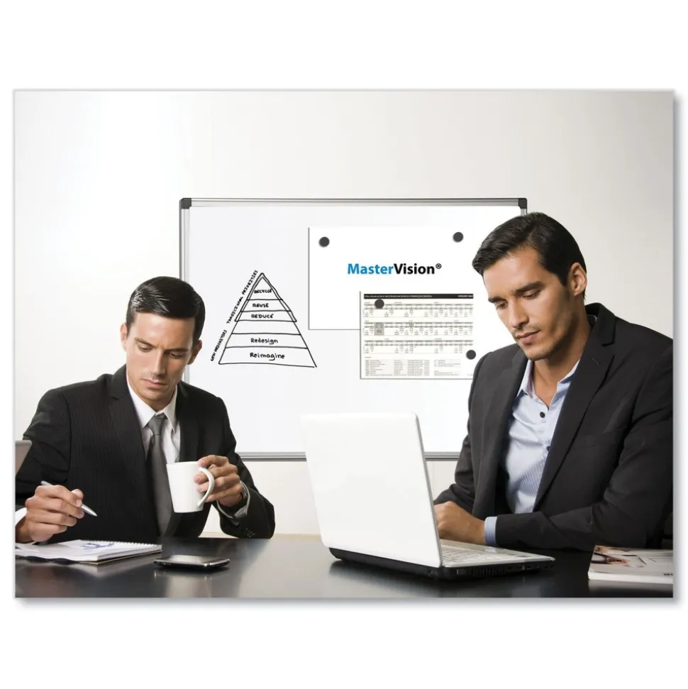 MasterVision 36 in. x 48 in. Porcelain Value Dry Erase Board - White Surface/Satin Aluminum Frame