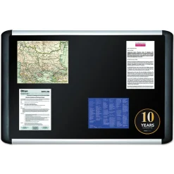 MasterVision 36 in. x 24 in. Soft-Touch Bulletin Board - Black Fabric Surface, Black Aluminum Frame