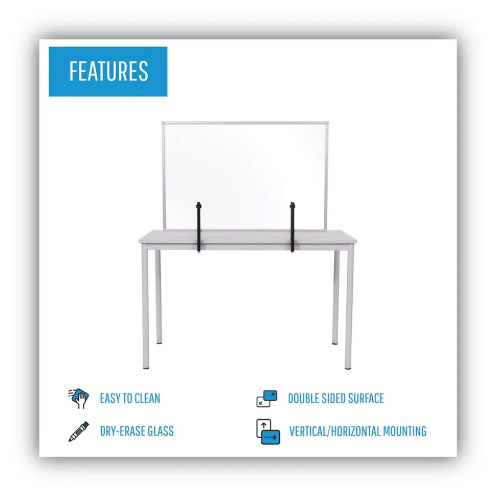 MasterVision Protector Series 35.4 in. x 0.16 in. x 23.6 in. Glass Aluminum Desktop Divider - Clear (1/Carton)