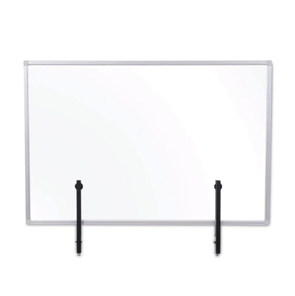 MasterVision Protector Series 40.9 in. x 0.16 in. x 27.6 in. Glass Aluminum Desktop Divider - Clear (1/Carton)