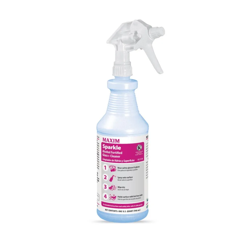 Maxim 32 oz. Bottle Safe-to-Ship RTU Sparkle Glass Cleaner (6/Carton)