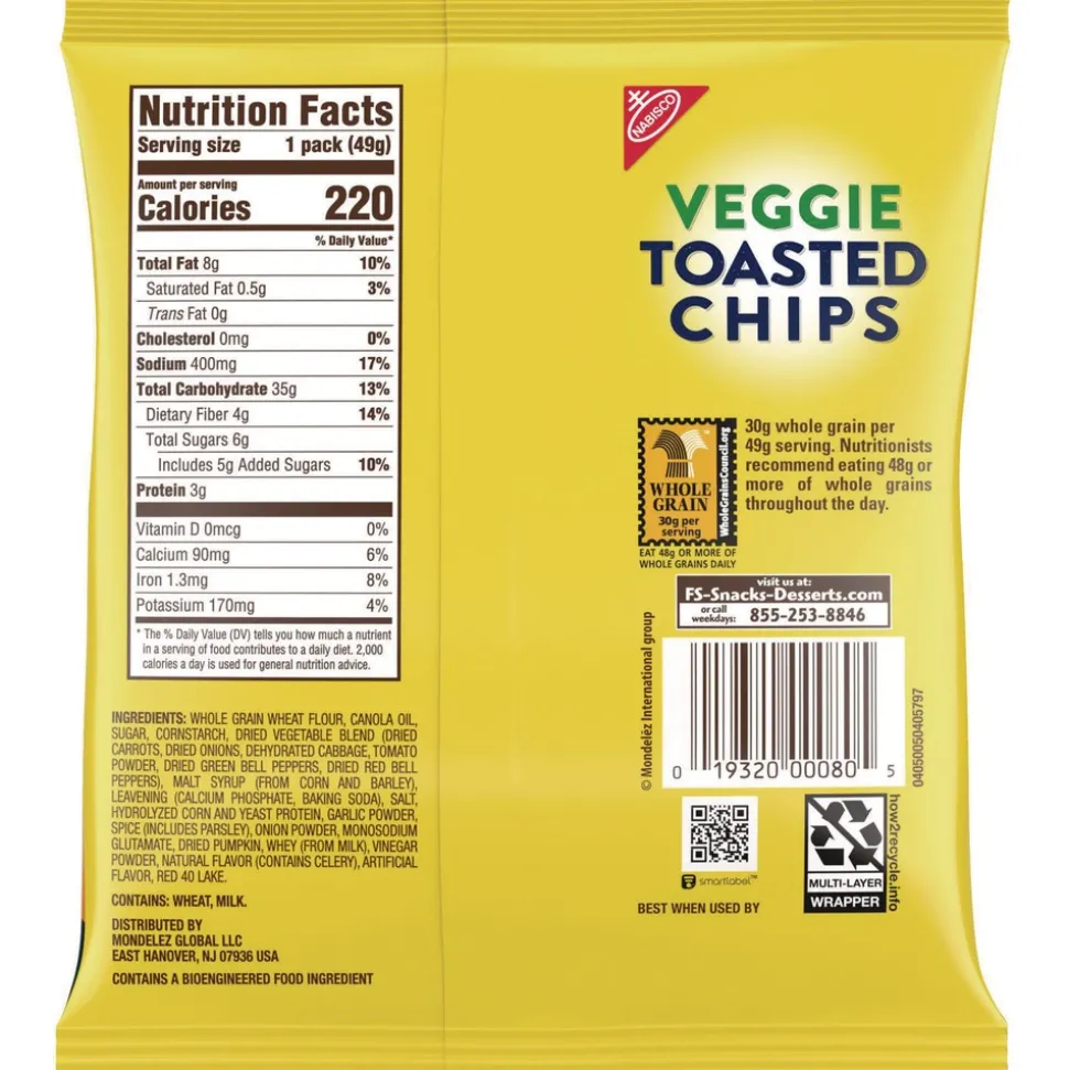 Nabisco 1.75 oz. Bag Wheat Thins Toasted Veggie Chips (60/Carton)