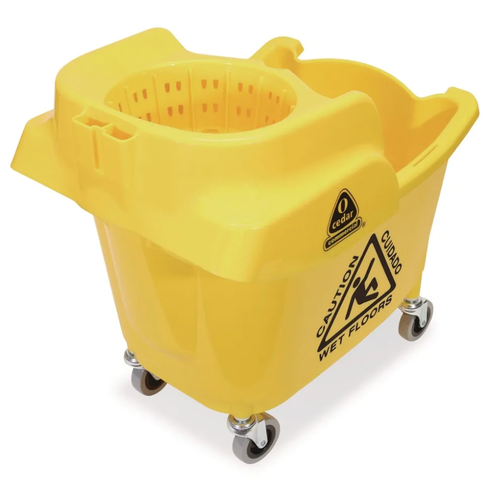Nexstep Commercial Products MaxiRough Institutional Mop Bucket and Wringer, 35 qt, Yellow