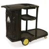 Nexstep Commercial Products Premier Janitor Cart, 2 Shelves, Plastic, 18.25 x 44.5 x 38, Black