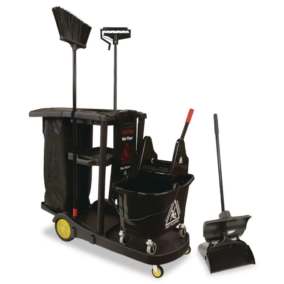 Nexstep Commercial Products Premier Downpress Mop Bucket and Wringer, 35 qt, Black