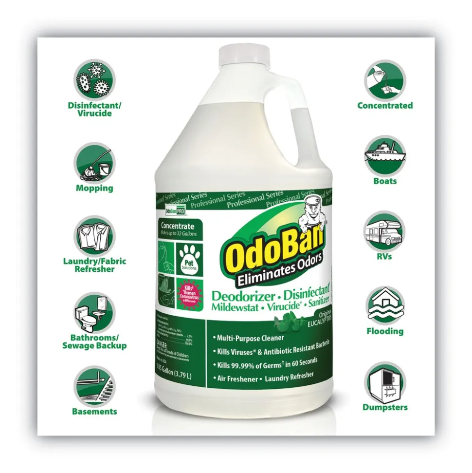 OdoBan 1-Gallon Bottle Concentrated Odor Eliminator and Disinfectant - Eucalyptus