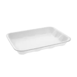 Pactiv Corp. 9.5 in. x 7 in. x 1.25 in. No. 4D Foam Meat Tray - White (500/Carton)