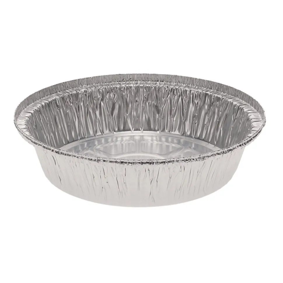 Pactiv Corp. Y52730 7 in. Diameter x 1.53 in. h 24 oz Aluminum Take-Out Container - Silver (250/Carton)