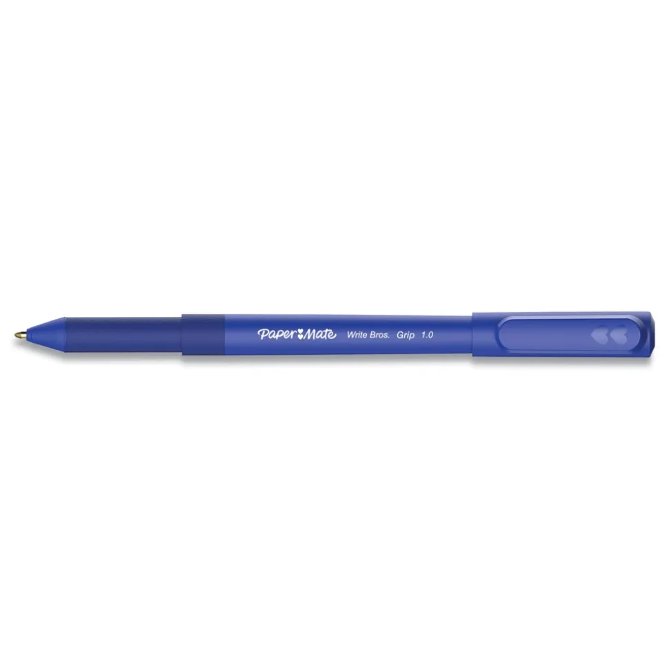 Paper Mate Medium 1 mm Write Bros. Stick Grip Ballpoint Pen - Blue Ink/Barrel (1-Dozen)