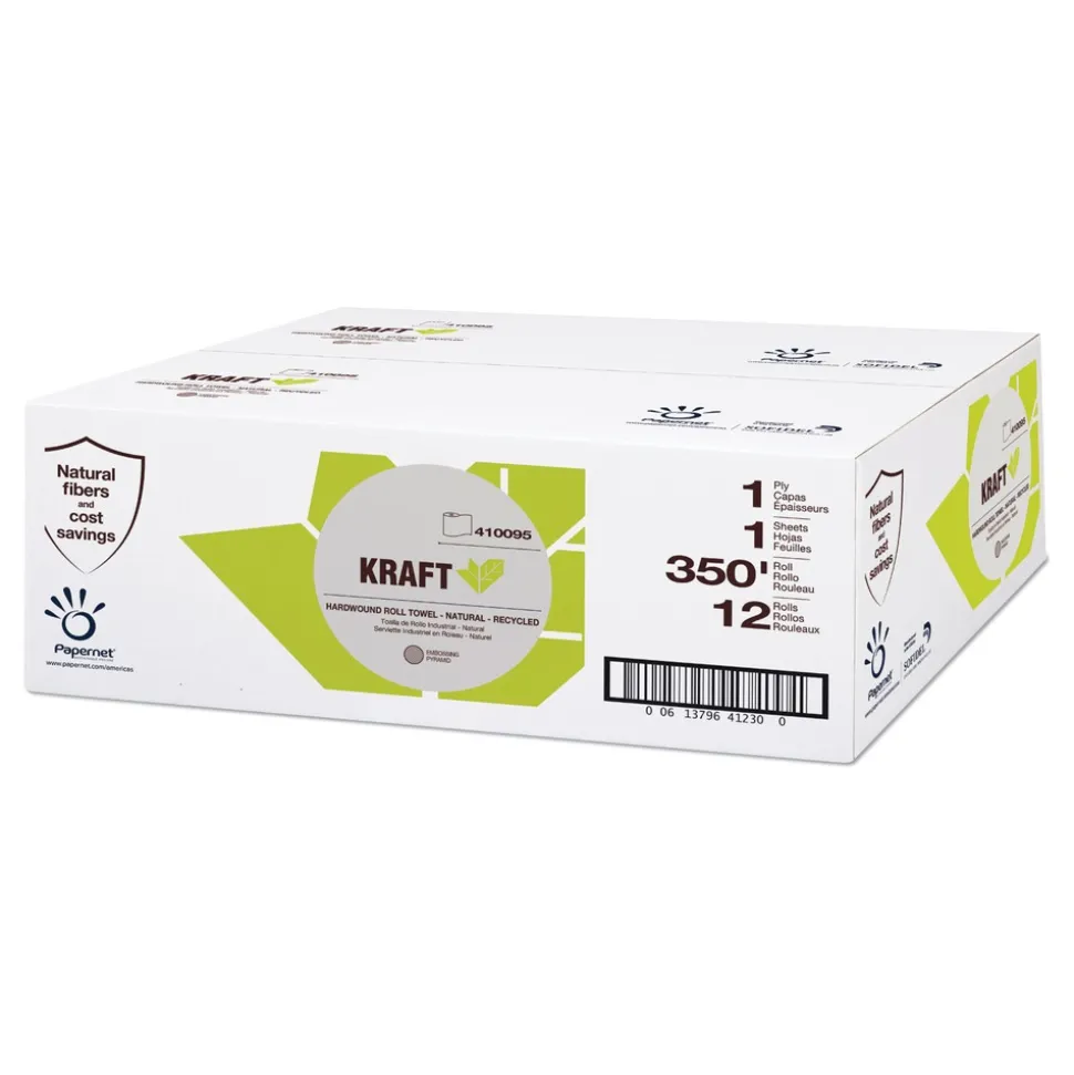 Papernet Kraft Tech Hardwound Paper Towel Kraft 1-Ply 5.5 x 5.5 Brown 350 ft/Roll 12 Rolls/Carton