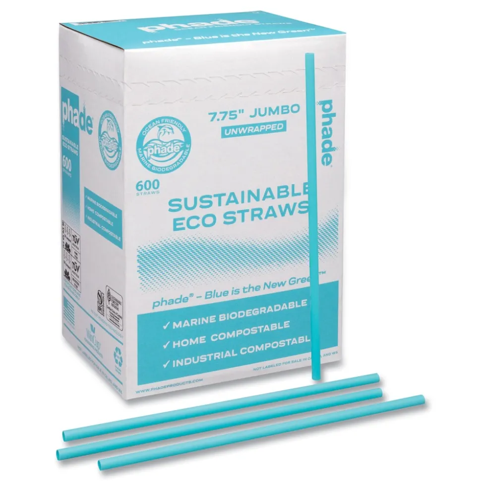 phade 511203 7.75 in. Marine Biodegradable Straws - Ocean Blue (6000/Carton)