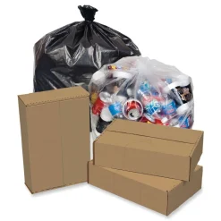 Pitt Plastics Eco Strong Can Liners 60 gal 1.35 mil 38-in x 58-in Black Perforated Roll 100/Carton