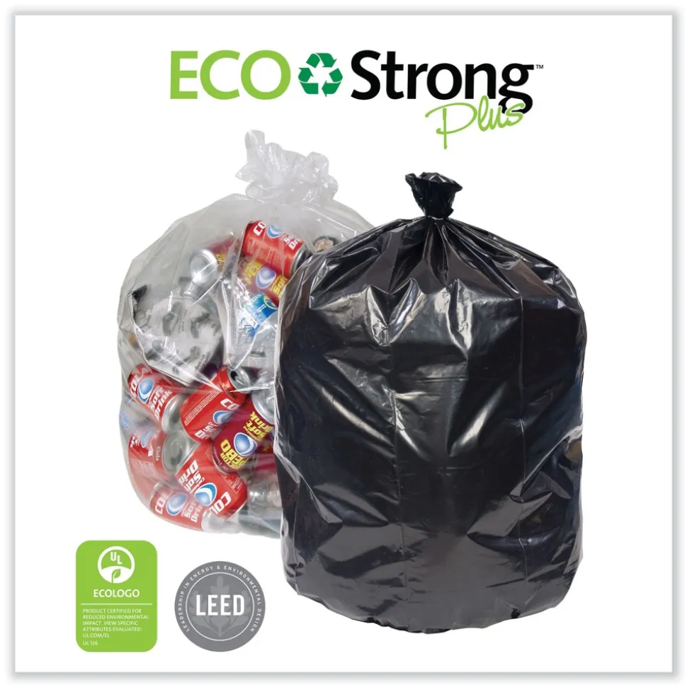 Pitt Plastics Eco Strong Plus 40 in. x 46 in. 16 mic 40 Gallon Can Liners - Natural (250/Carton)