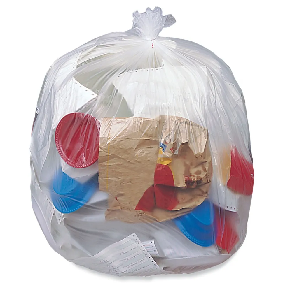 Pitt Plastics Eco Strong Plus 40 in. x 46 in. 16 mic 40 Gallon Can Liners - Natural (250/Carton)