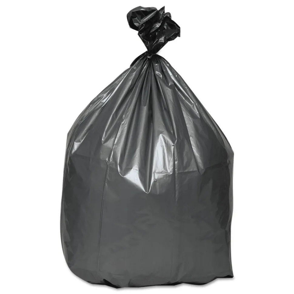Platinum Plus 33 Gallon 1.35 mil 33 in. x 40 in. Can Liners - Gray (50/Carton)