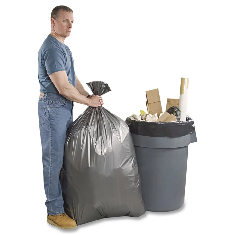 Platinum Plus 33 Gallon 1.35 mil 33 in. x 40 in. Can Liners - Gray (50/Carton)