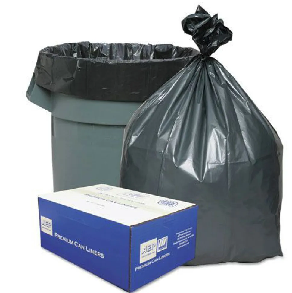 Platinum Plus 39 in. x 56 in. 60-Gallon 1.55 mil. Can Liners - Gray (50/Carton)