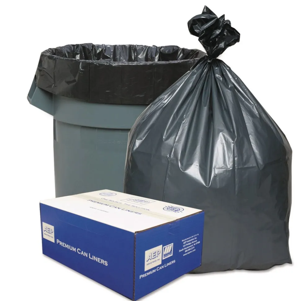 Platinum Plus 33 in. x 40 in. 33-Gallon 1.35 mil. Can Liners - Gray (100/Carton)